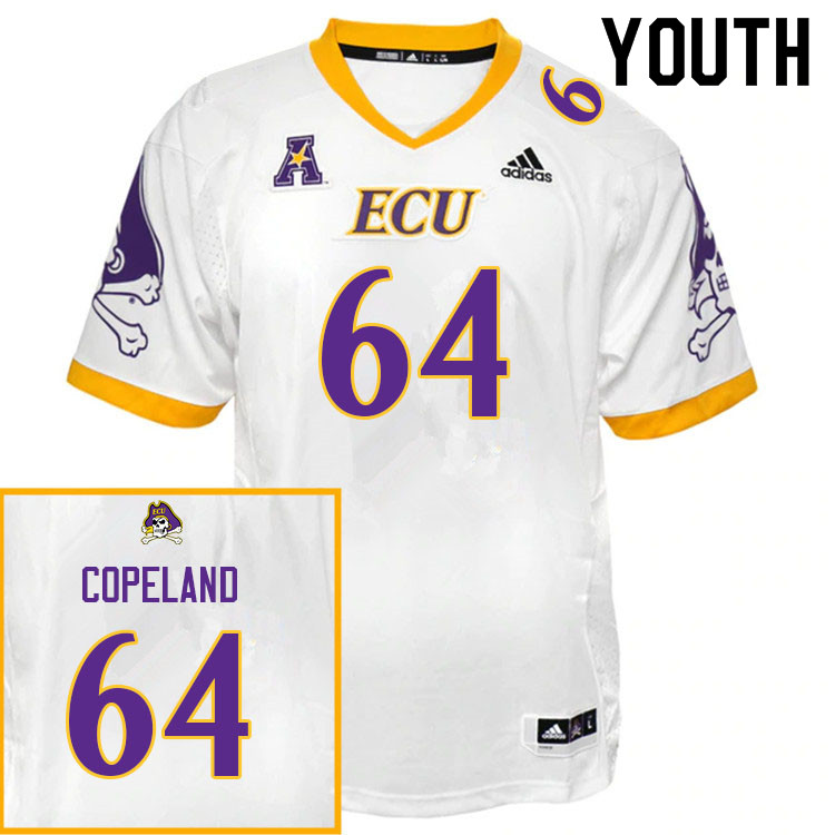 Youth #64 Grant Copeland ECU Pirates College Football Jerseys Sale-White - Click Image to Close